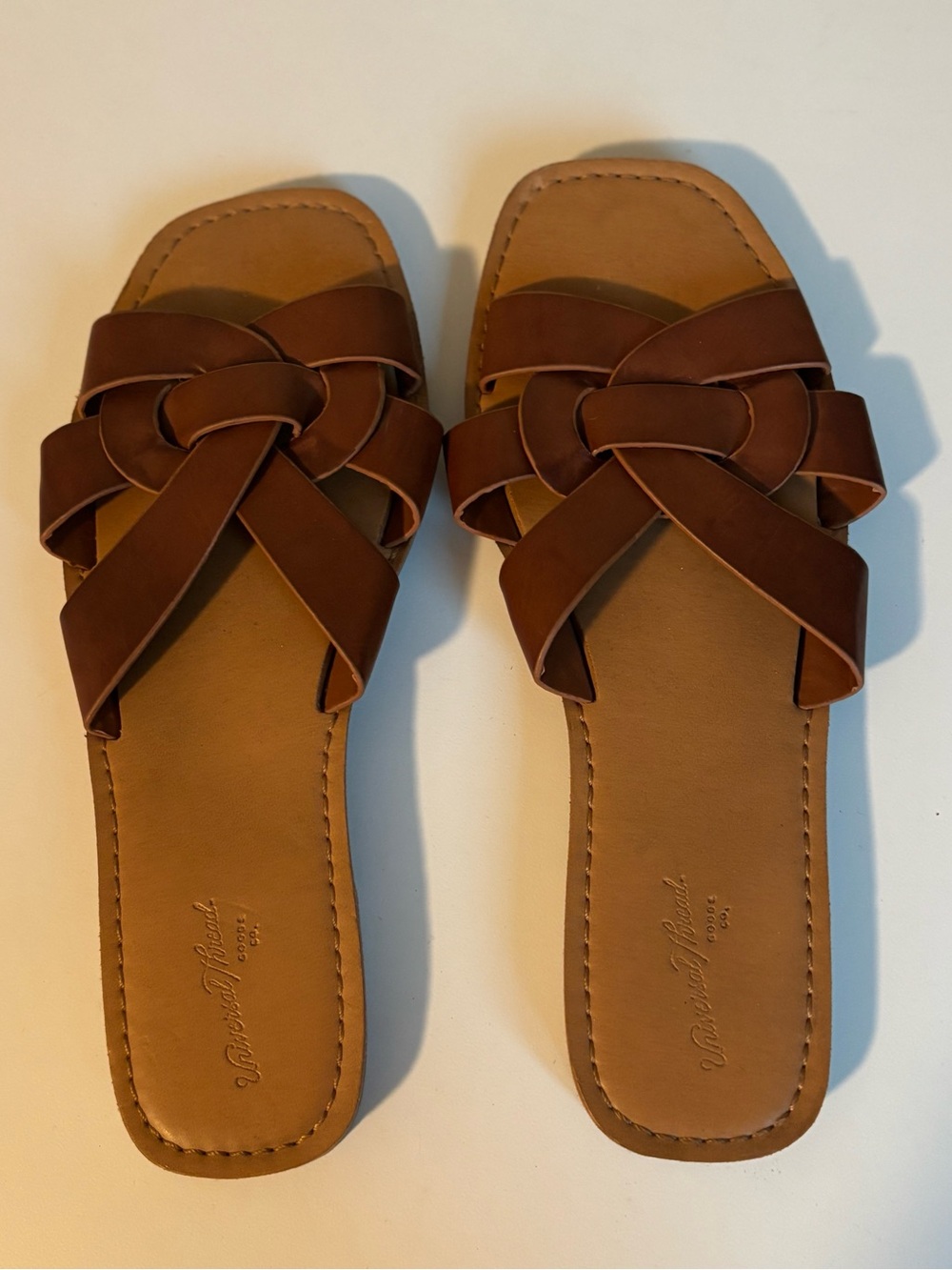 Universal Thread Brown Strappy Slide Sandal Women's Size 6